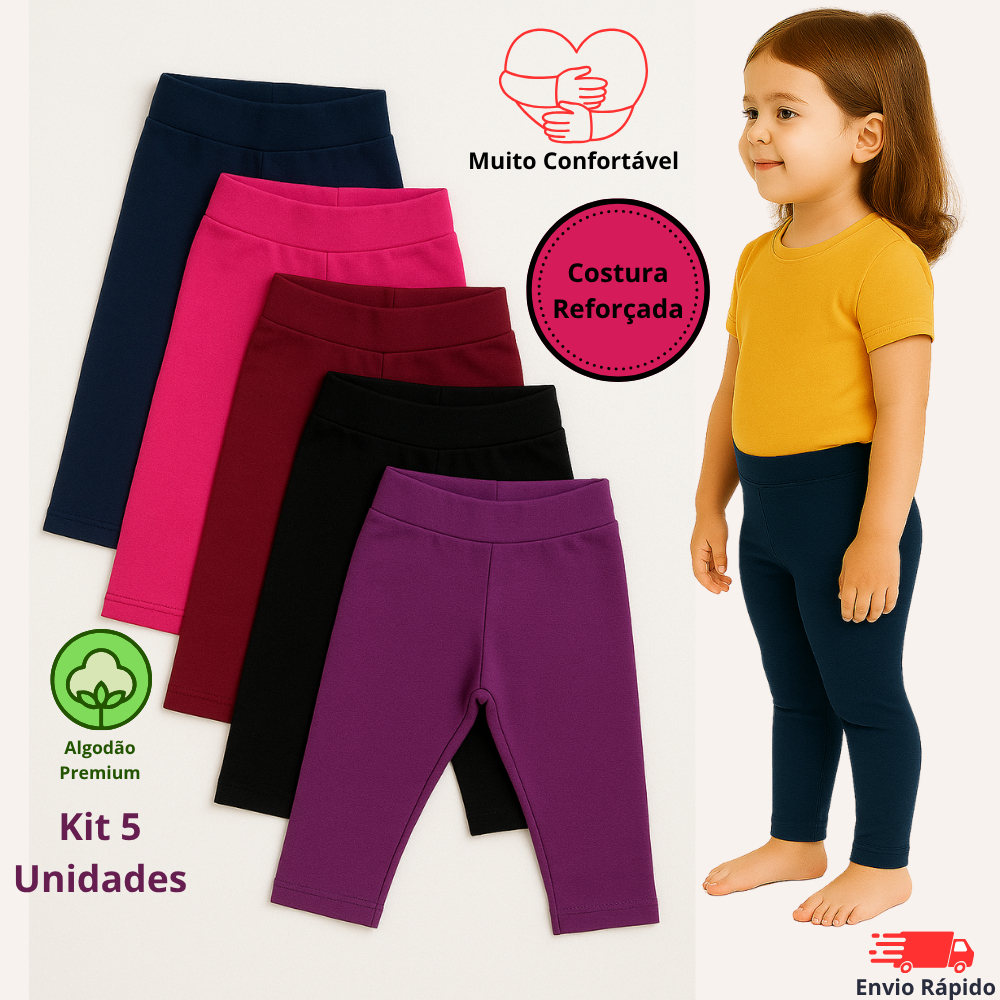 Kit 5 Legging Infantil Menina Algodão Confortável Calça Infantil Promoção em Oferta na Shopee