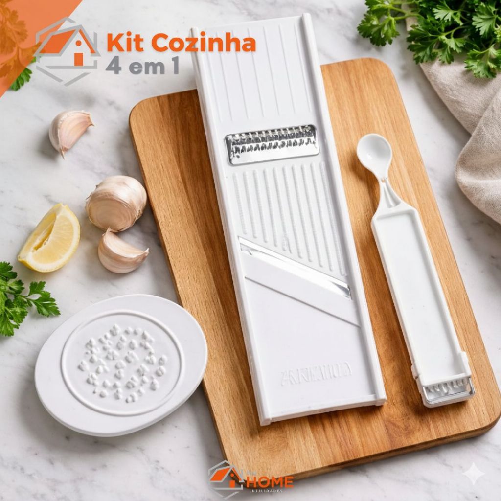 Kit 4 Em 1 Descascador Boleador Fatiador Ralador Cortador De Legumes Keita