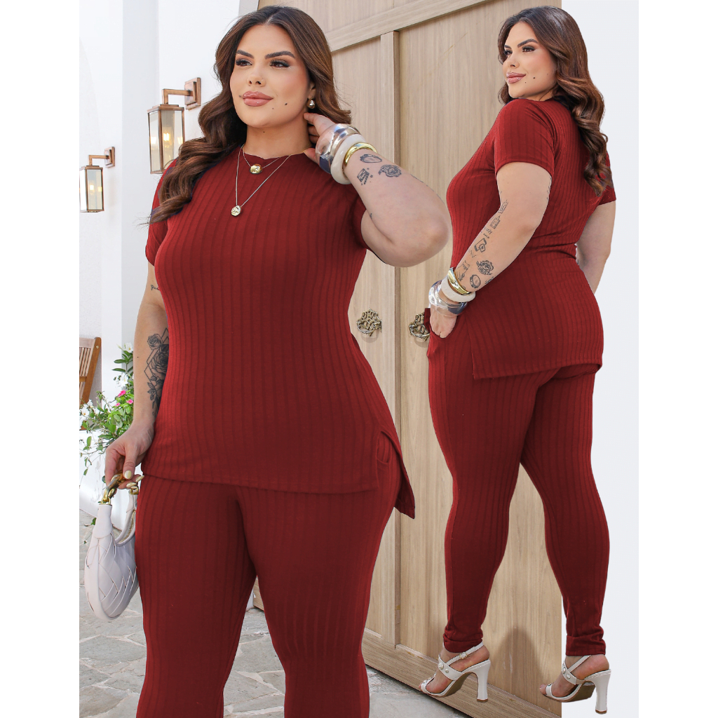 Conjunto Feminino Blusa e Calça Plus Size Conforto Elegante Versátil Trabalho Lazer e Dia a Dia em Oferta na Shopee