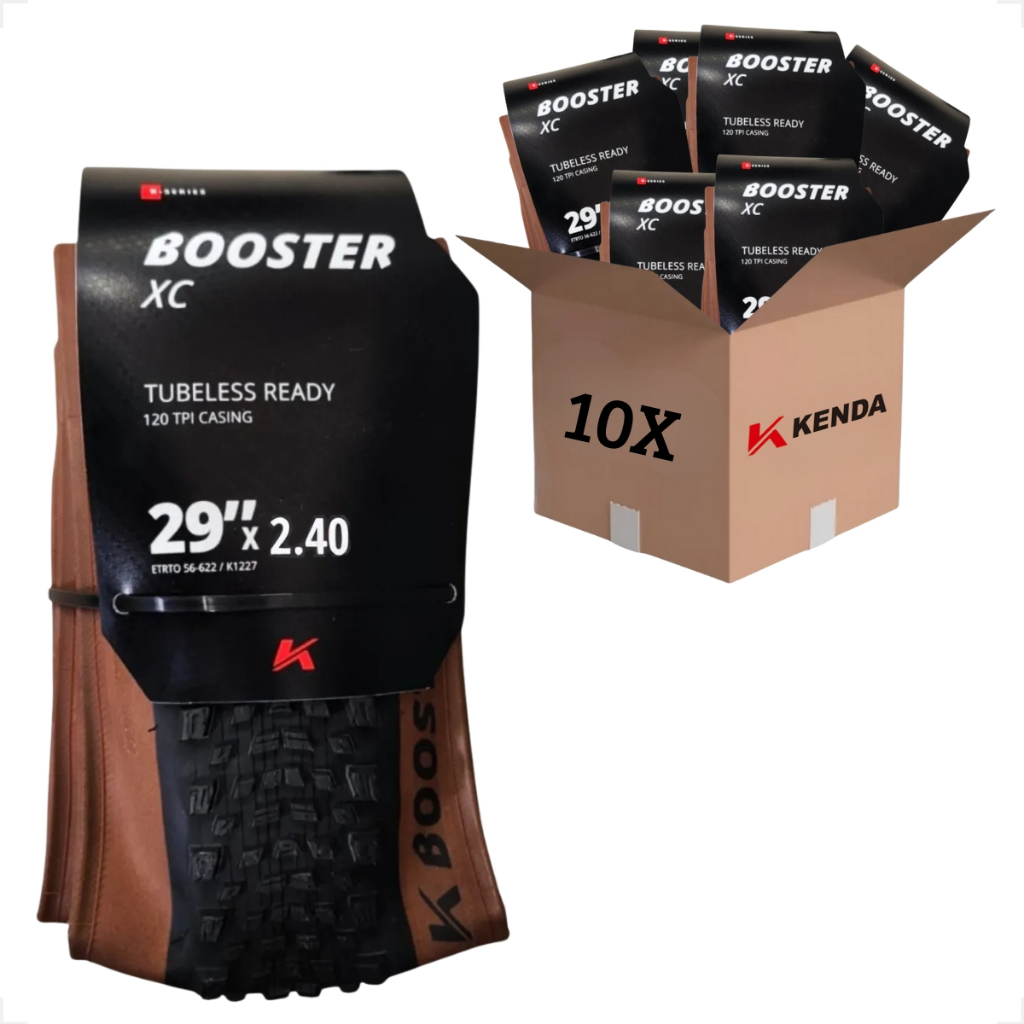 Kit 10 unidades Pneu 29x2.40 Kenda Booster Pro Sct Tubeless Kevlar Bike Banda Marrom Atacado