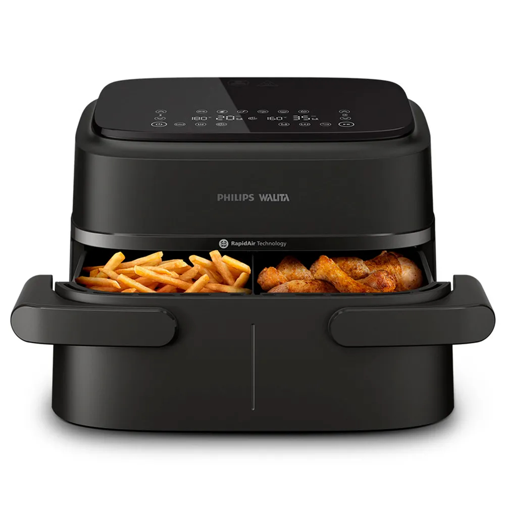 Fritadeira Airfryer Philips Walita Duplo Cesto 7,1L, 1850W, Preto, 127V - NA150/00 em Oferta na Shopee