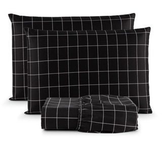 Jogo De Lençol Queen 3 Peças 200 Fios para Cama Box Toque Macio Várias Estampas em Oferta na Shopee