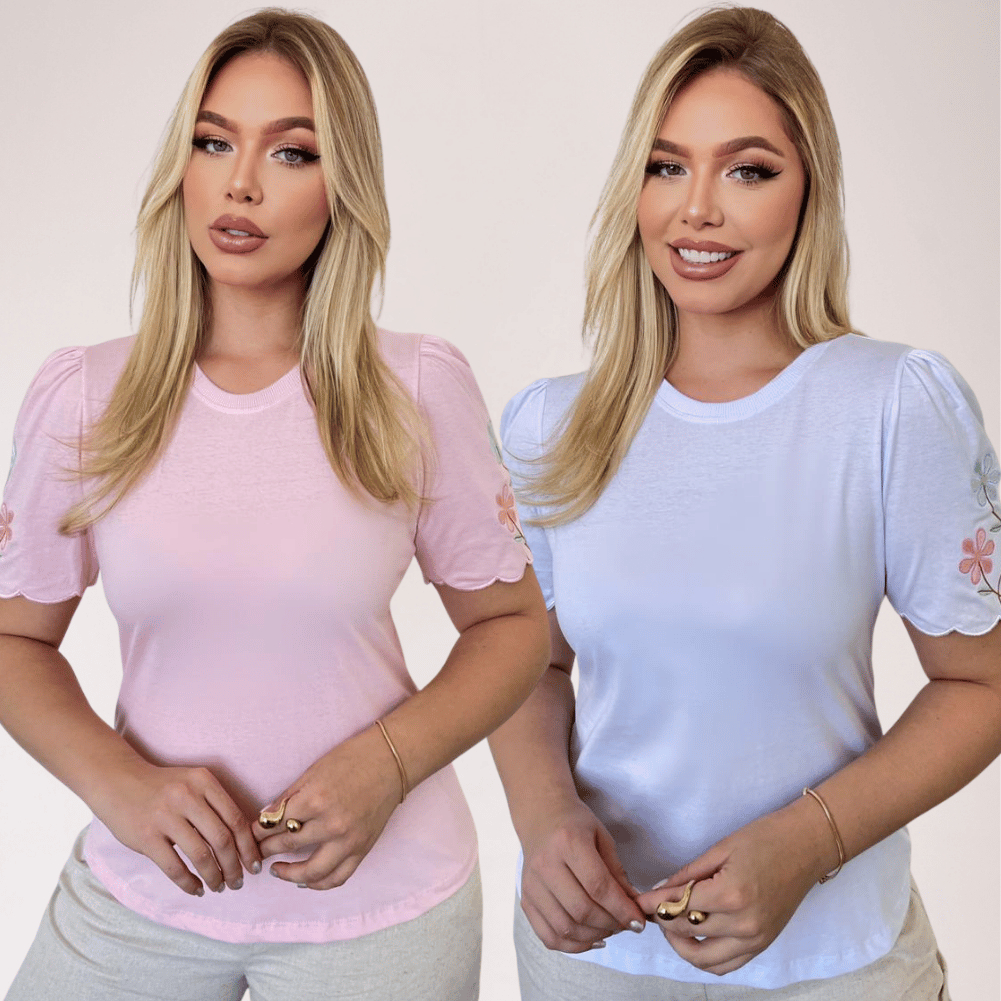 Blusa Tshirt Feminina De Luxo Com Bordado Tecido Premium Elegante Casual Algodão em Oferta na Shopee