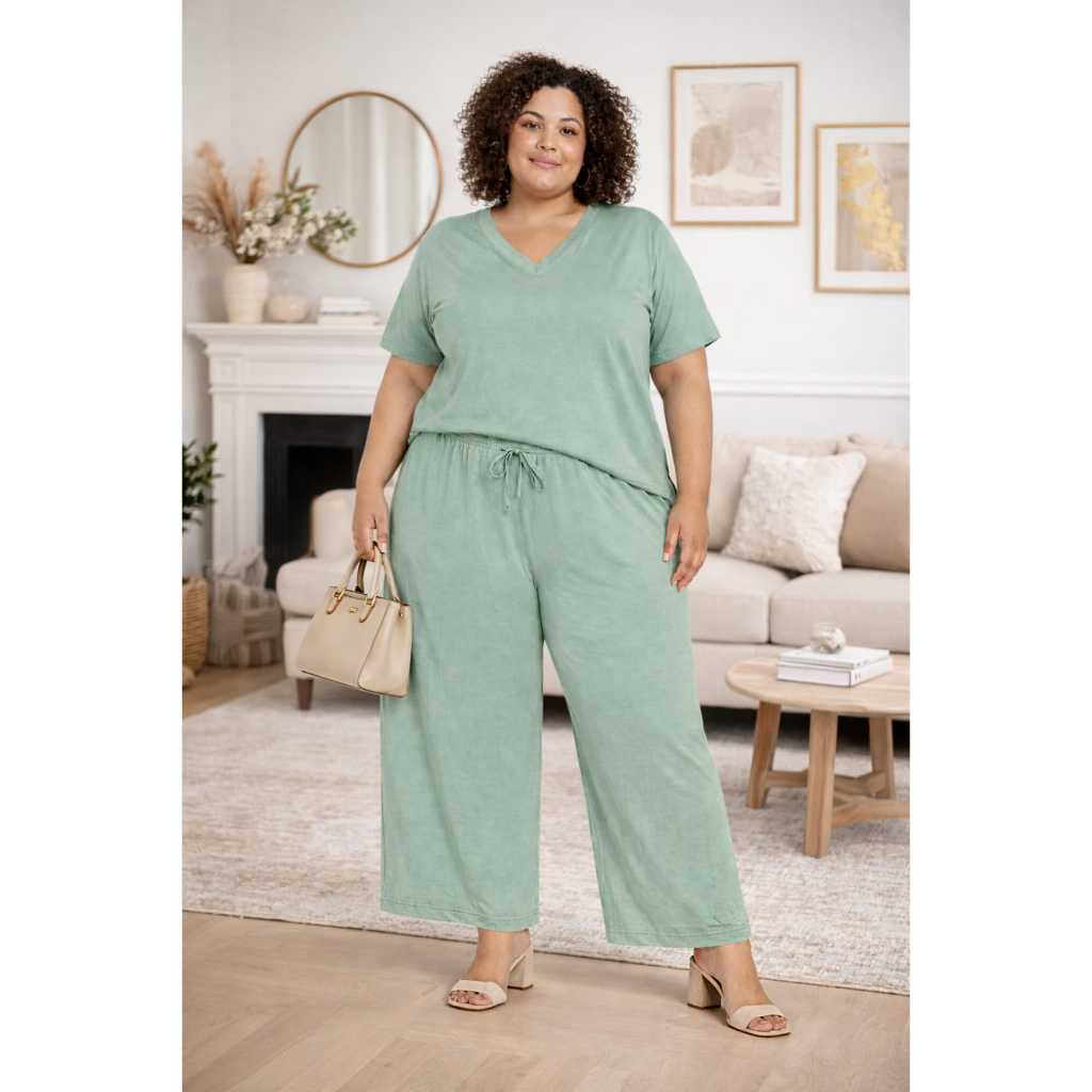 Conjunto Pantacourt Plus Size Feminina Malha Viscolycra Premium com Bolso Cintura Elastico em Oferta na Shopee