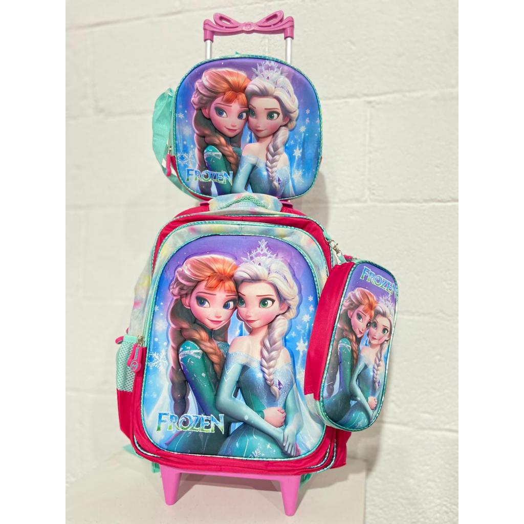KIT ESCOLAR MENINA MOCHILA DE CARRINHO BRANCA DE NEVE MOCHILA DA FROZEN MOCHILA DA PRINCESA SOPHIA