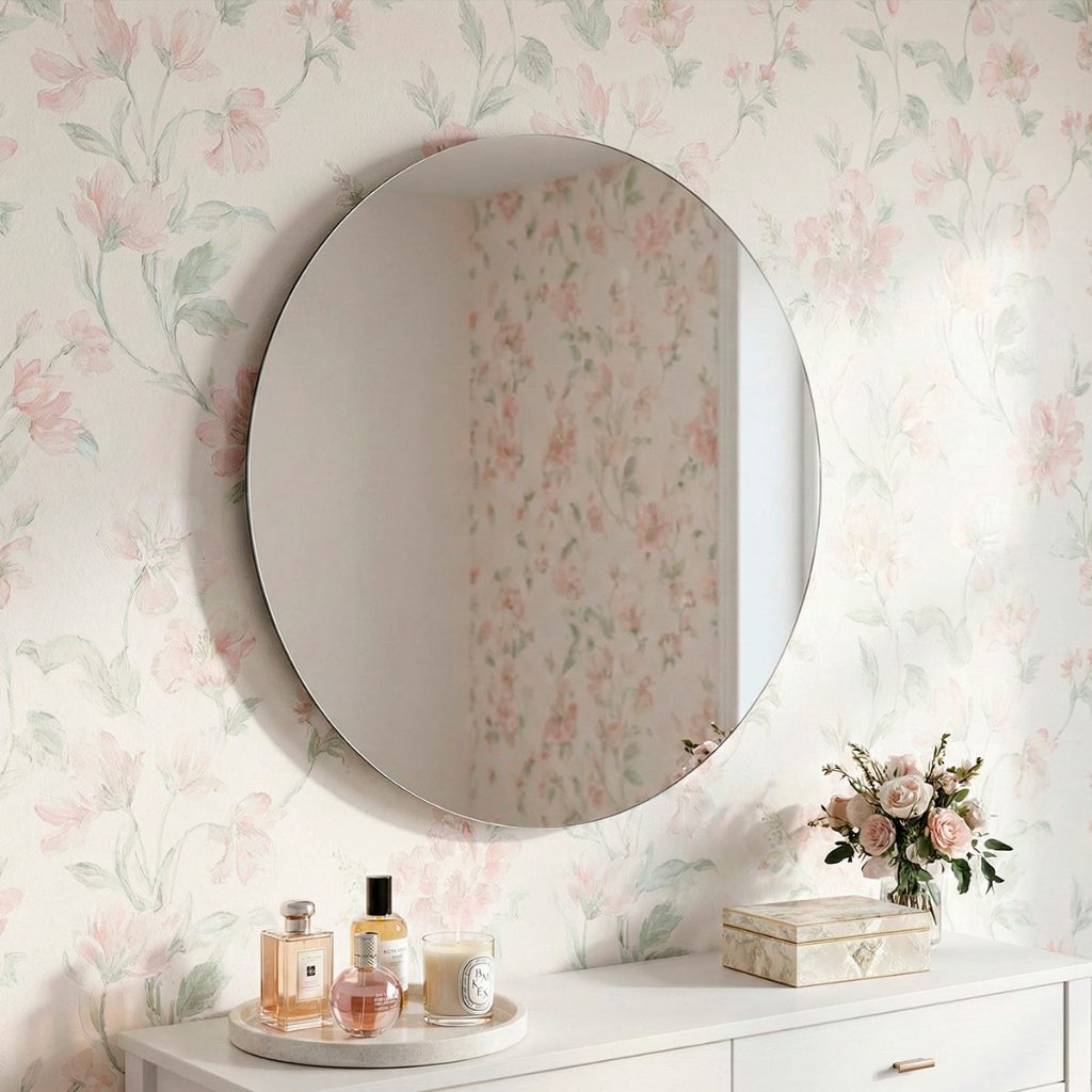 Espelho Redondo Lapidado 50cm com Fita Dupla Face para Uso em Sala Quarto Banheiro Escritório em Oferta na Shopee