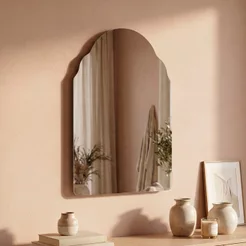 Espelho Orgânico Marrocos 110x60cm com Borda em Couro e Fixação Metálica para Sala Banheiro