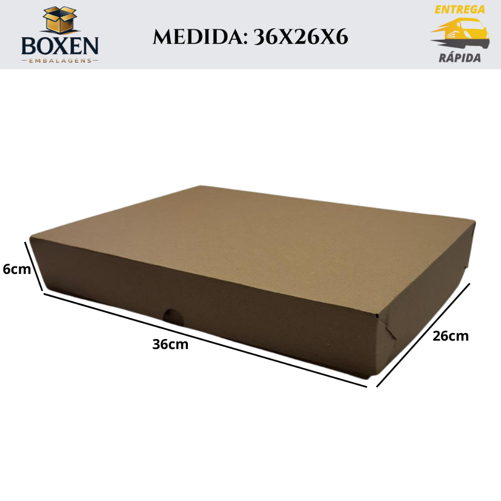 20 Caixas De Papelão 36x26x6 Parda Envios Salgados Montável