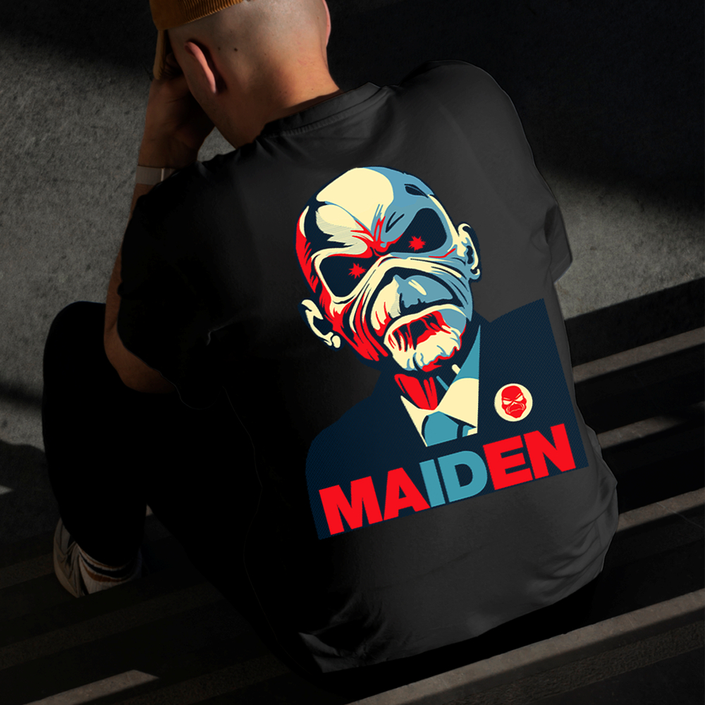 Camiseta Masculina Estampada Iron Maiden Terno 100% Algodão Estilo Conforto Diário Do Tamanho P GG