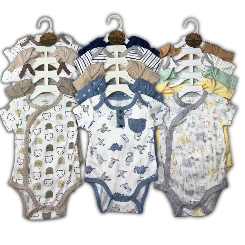 Kit 5 Peças Body Manga Curta Estampado Masculino 100% Algodão Premium