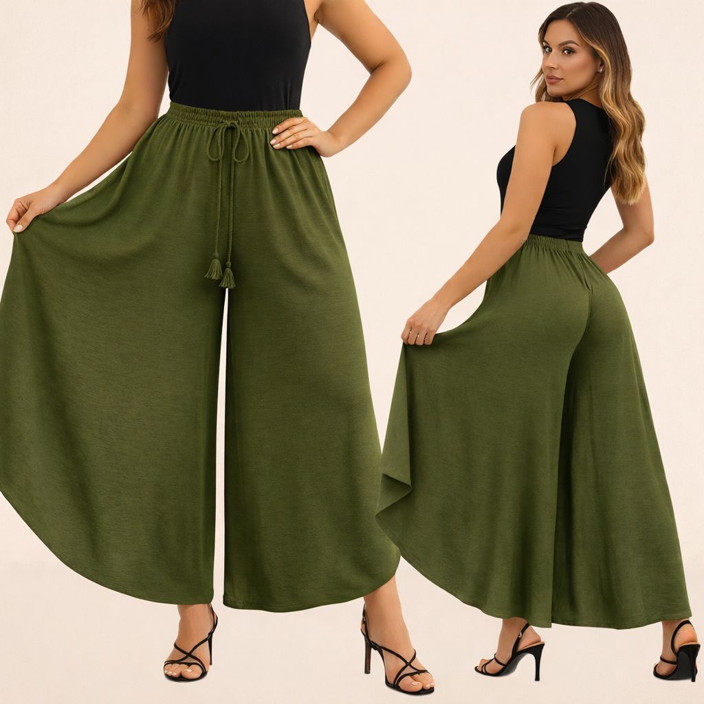 CALÇA PANTALONA FEMININA EVAZÊ GODÊ DUNA CINTURA ALTA COM DETALHE NO CARDARÇO M|G|GG | 5088 | Oferta