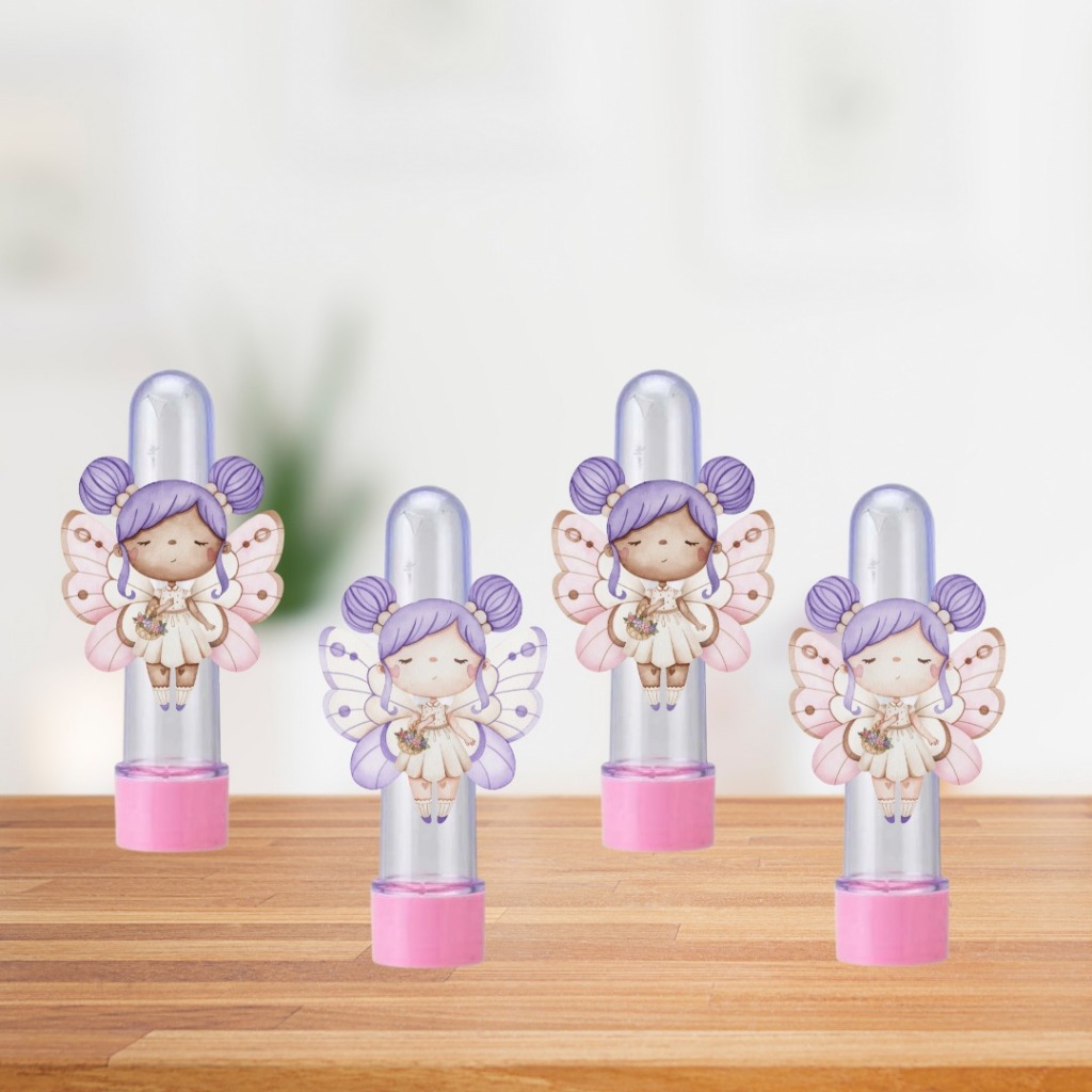 plique para Tubete de 13cm Festa Infantil Tema Jardim das Fadas Lembrancinha Personalizada (NÃO COMPANHA TUBETE)