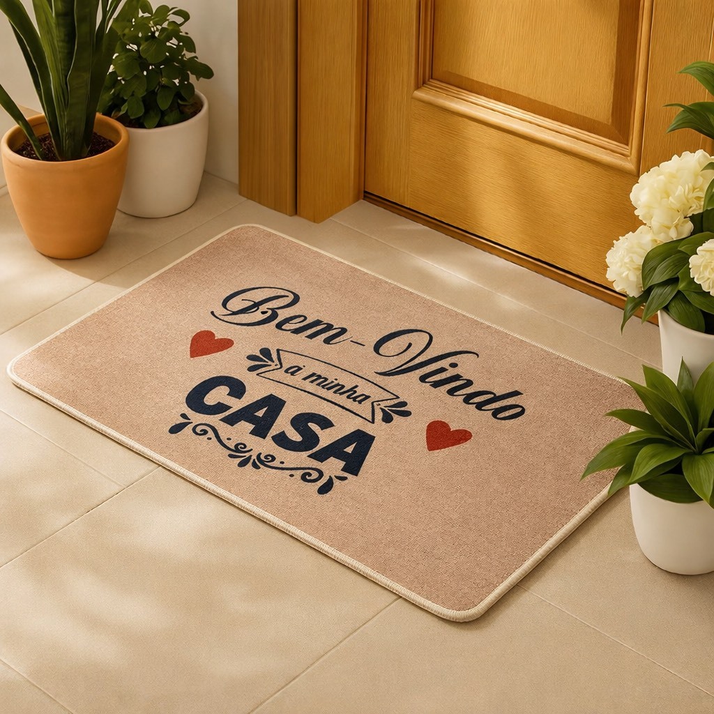 Tapete Capacho Porta de Entrada Antiderrapante Limpa Pés Casa Uso Interno e Externo Recepção
