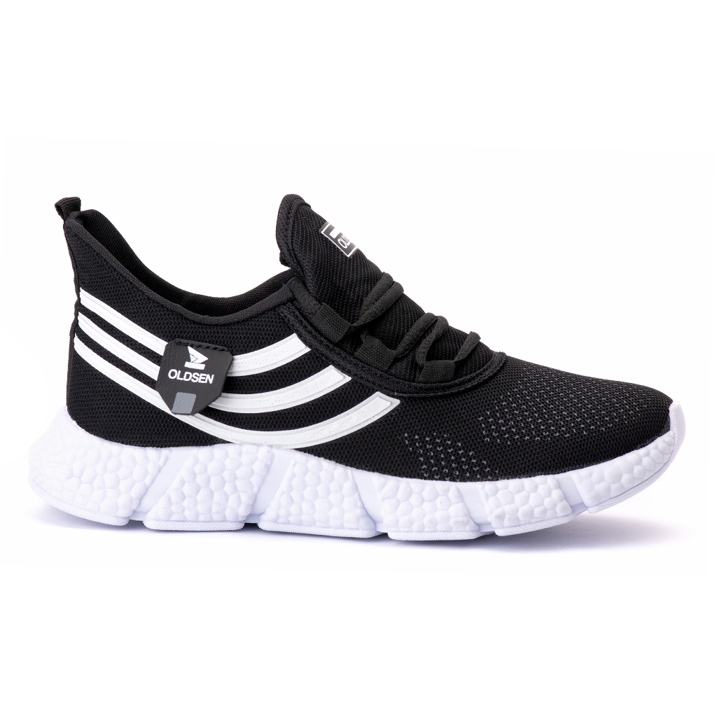 Tênis Old Sen B-MAX PRETO/BRANCO Masculino/Feminino Leve Confortável Caminhada Academia Casual