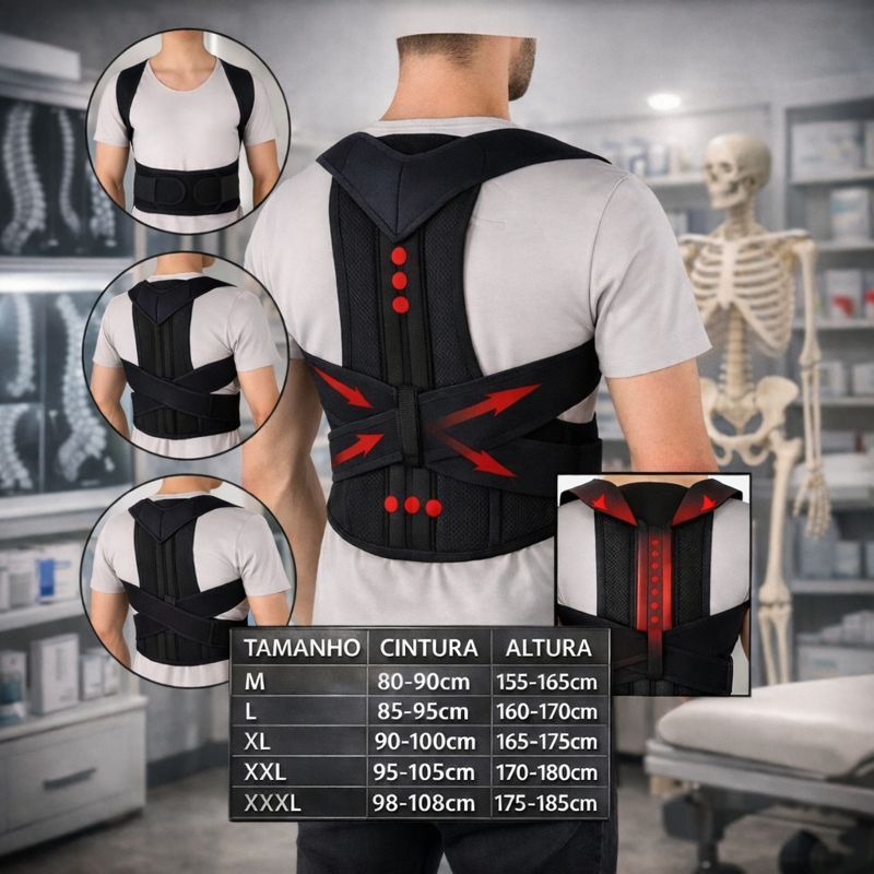 Corretor de Postura Premium Ajustável TAMANHO (M) 155‑165 cm | Alívio de Dor e Conforto Diário em Oferta na Shopee