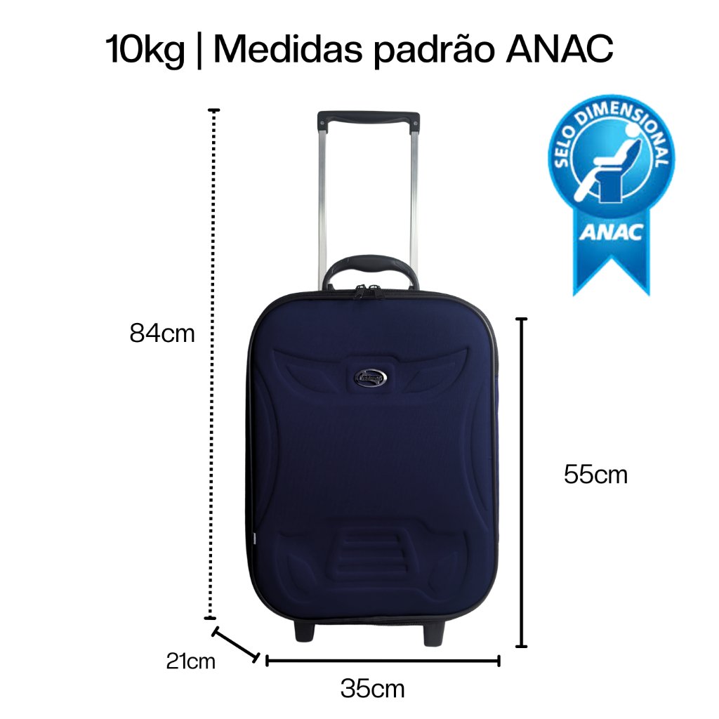 Mala de viagem 10Kg bordo Forrada Resistente Grotaferrata — imagem 2 de 2