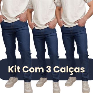 Kit Com 3 Calças Jeans Masculina Elastano Lycra laicra Trabalho Passeio Barata Promocional em Oferta na Shopee