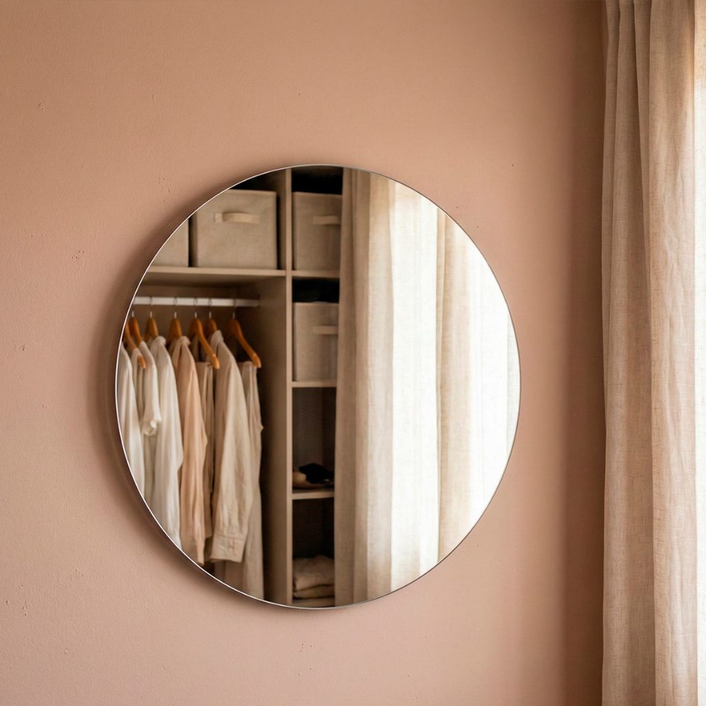 Espelho Lapidado Redondo 60cm com Fita Dupla Face Ideal para Sala, Quarto e Banheiro em Oferta na Shopee