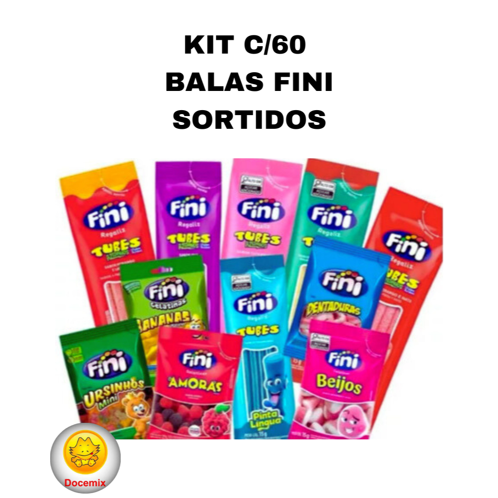 Kit Com 60 UNI Bala Fini 15g Sabores Variados