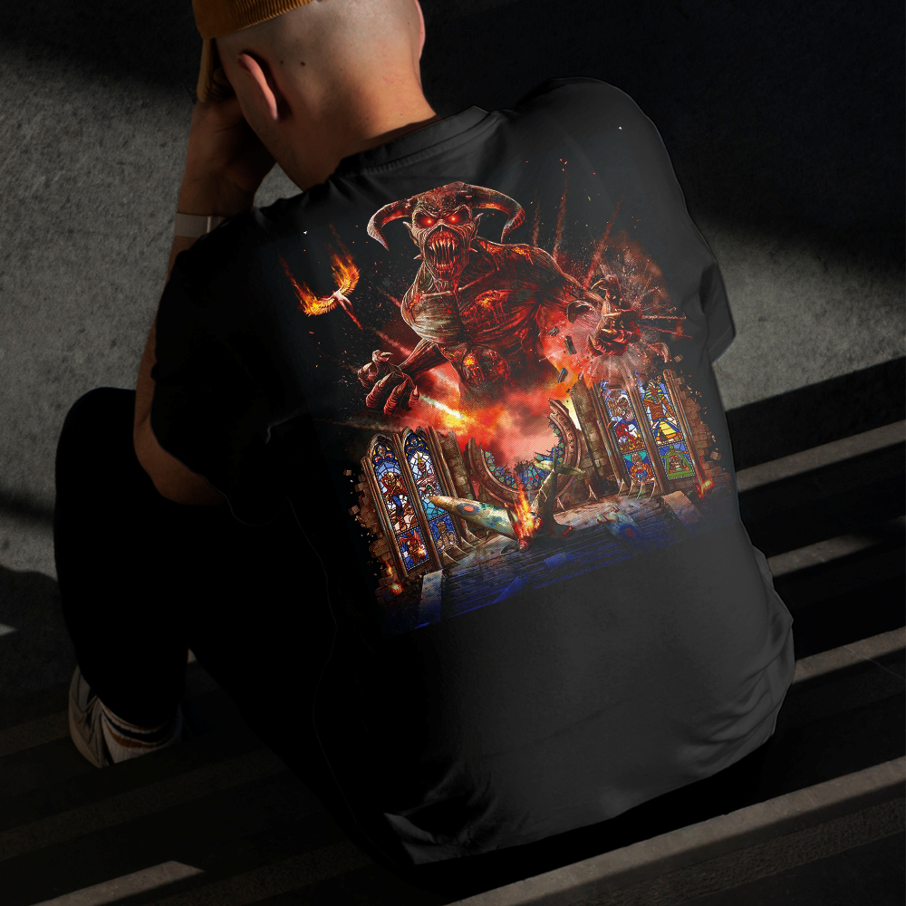 Camiseta Masculina Estampada Iron Maiden Opositor 100% Algodão Estilo Conforto Diário Tamanho P GG