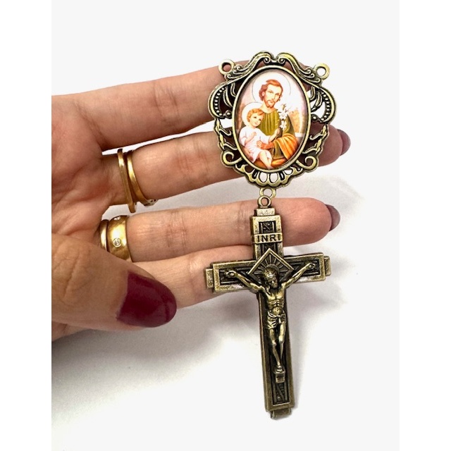 Kit São José - Entremeio Nº 230 + Cruz Nº 53 ( 1 Dupla) - Trevo / Triangulo Para Montagem De Terço em Oferta na Shopee