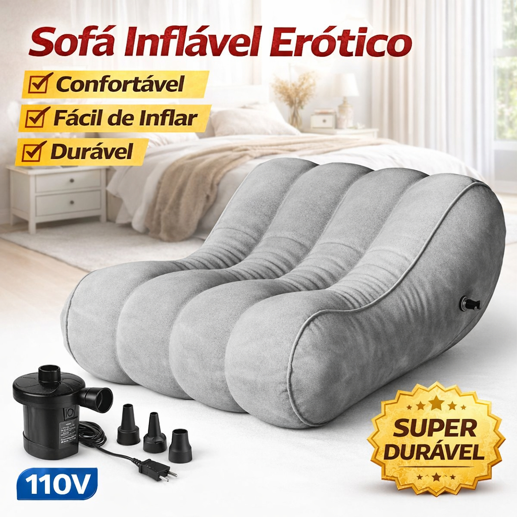 Sofá Poltrona Inflável Erótica Com Bomba 110v Puff Durável