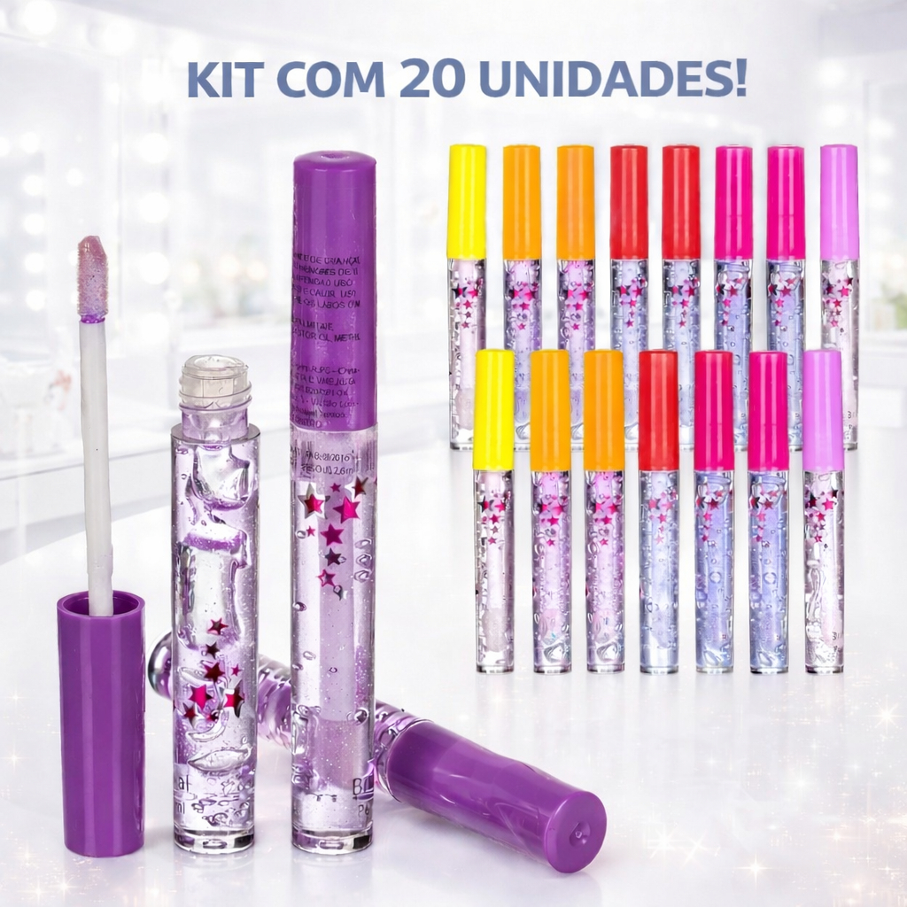 Kit C/20 Gloss Labial Tutti Fruit Bella Femme Bfashion Gloss Labial Infantil ENVIO IMEDIATO