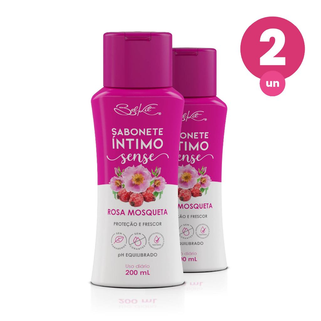 Kit 2 Sabonete Íntimo Rosa Mosqueta Sense Proteção e Frescor 200ml Belkit