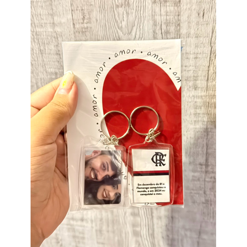 Chaveiro personalizado de times - sua foto de um lado, seu time do coração do outro