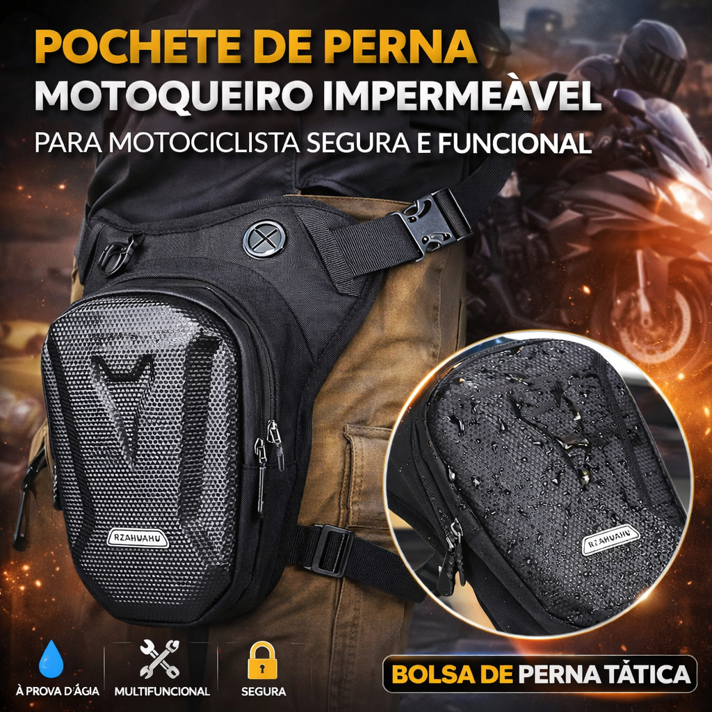 Pochete De Perna Motoqueiro Impermeável Motociclista Bag Cintura Viagem Motoboy em Oferta na Shopee