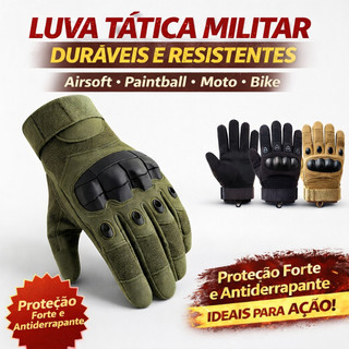 Luva Tática Militar Airsoft Paintball Proteção Esporte Aventura Resistente Pra Moto Bike (tamanho único)