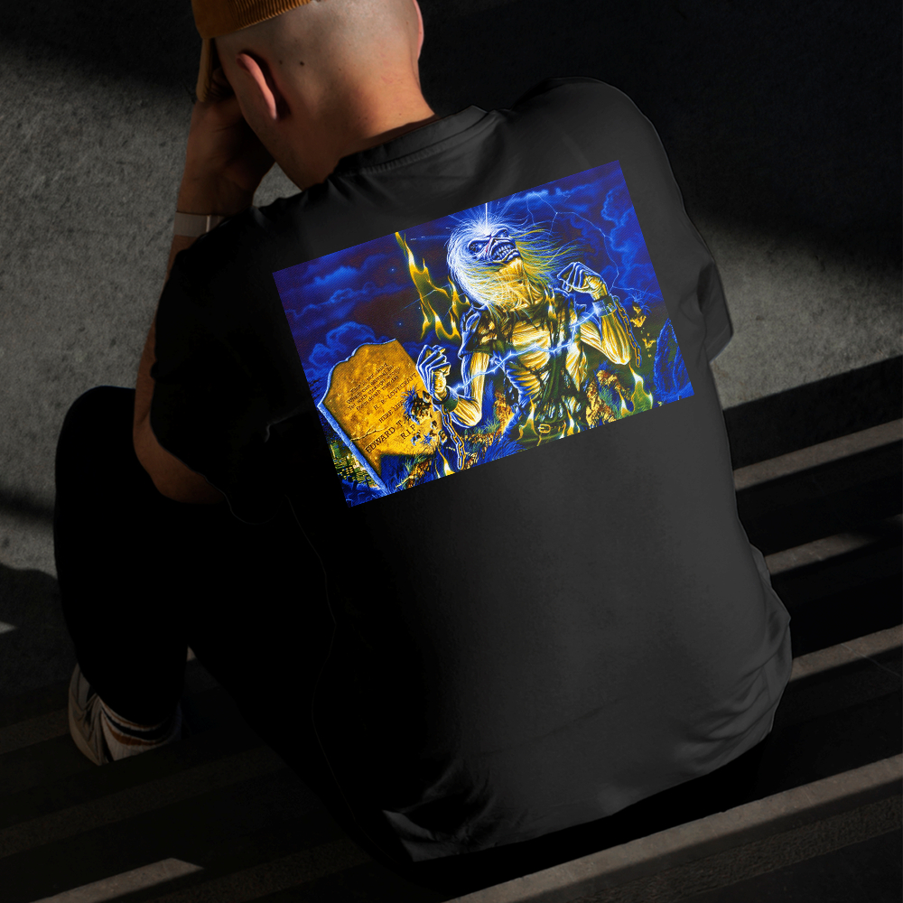 Camiseta Masculina Estampada Iron Maiden Trovão 100% Algodão Estilo Conforto Diário Do Tamanho P GG