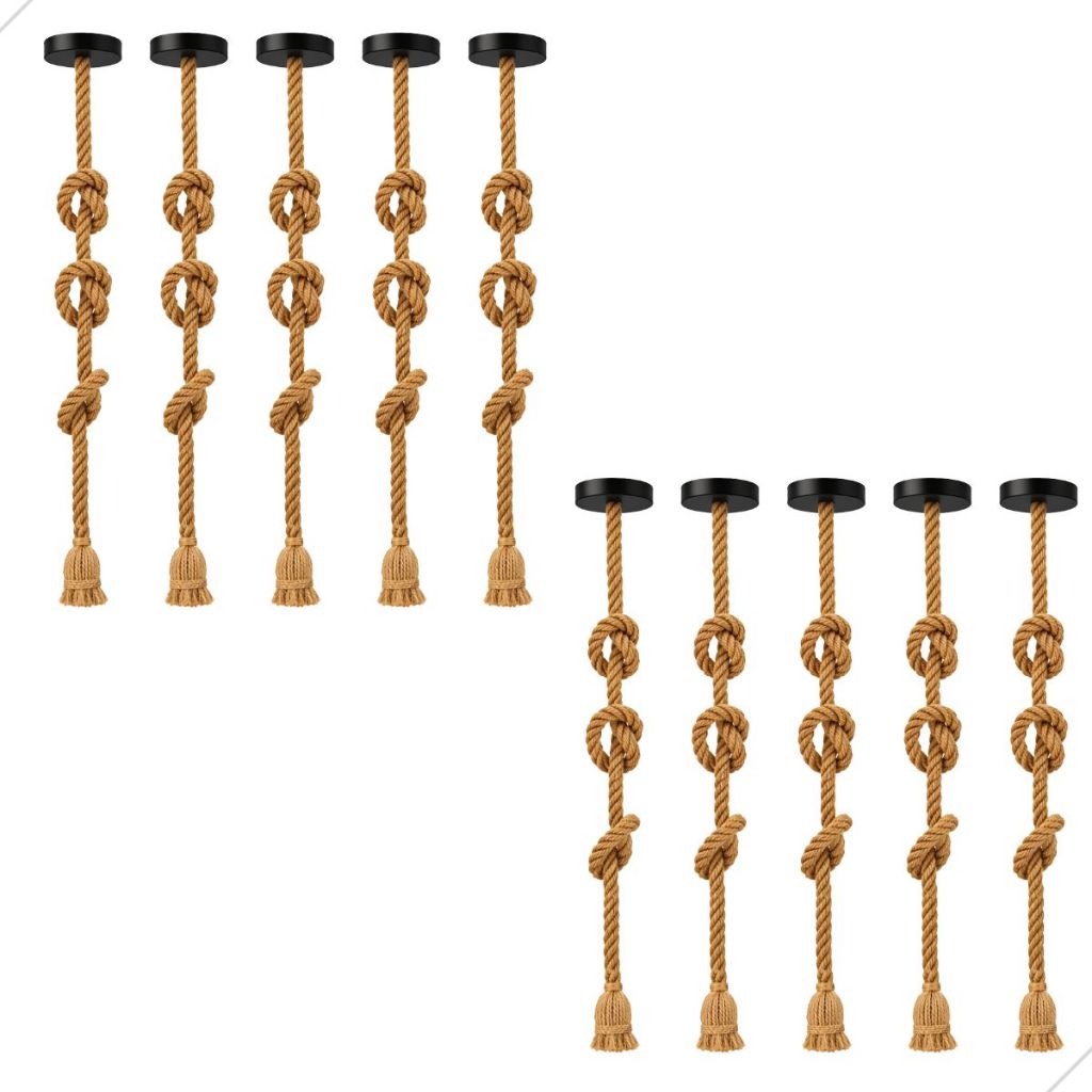 Kit 10 Pendente Luminária Corda 2 Metros Bivolt 110v/220v Retro Vintage Rústico Decorativo E27 Sisal