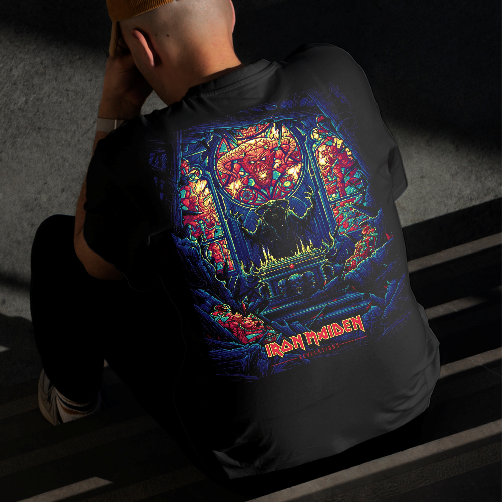 Camiseta Masculina Estampada Iron Maiden Igreja 100% Algodão Estilo Conforto Diário Do Tamanho P GG