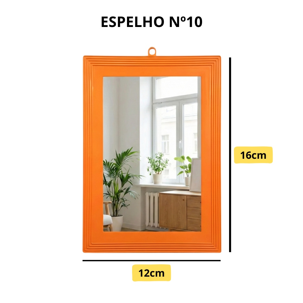 Espelho Moldura Plástica Laranja Simples Diversos Tamanhos Budeplast