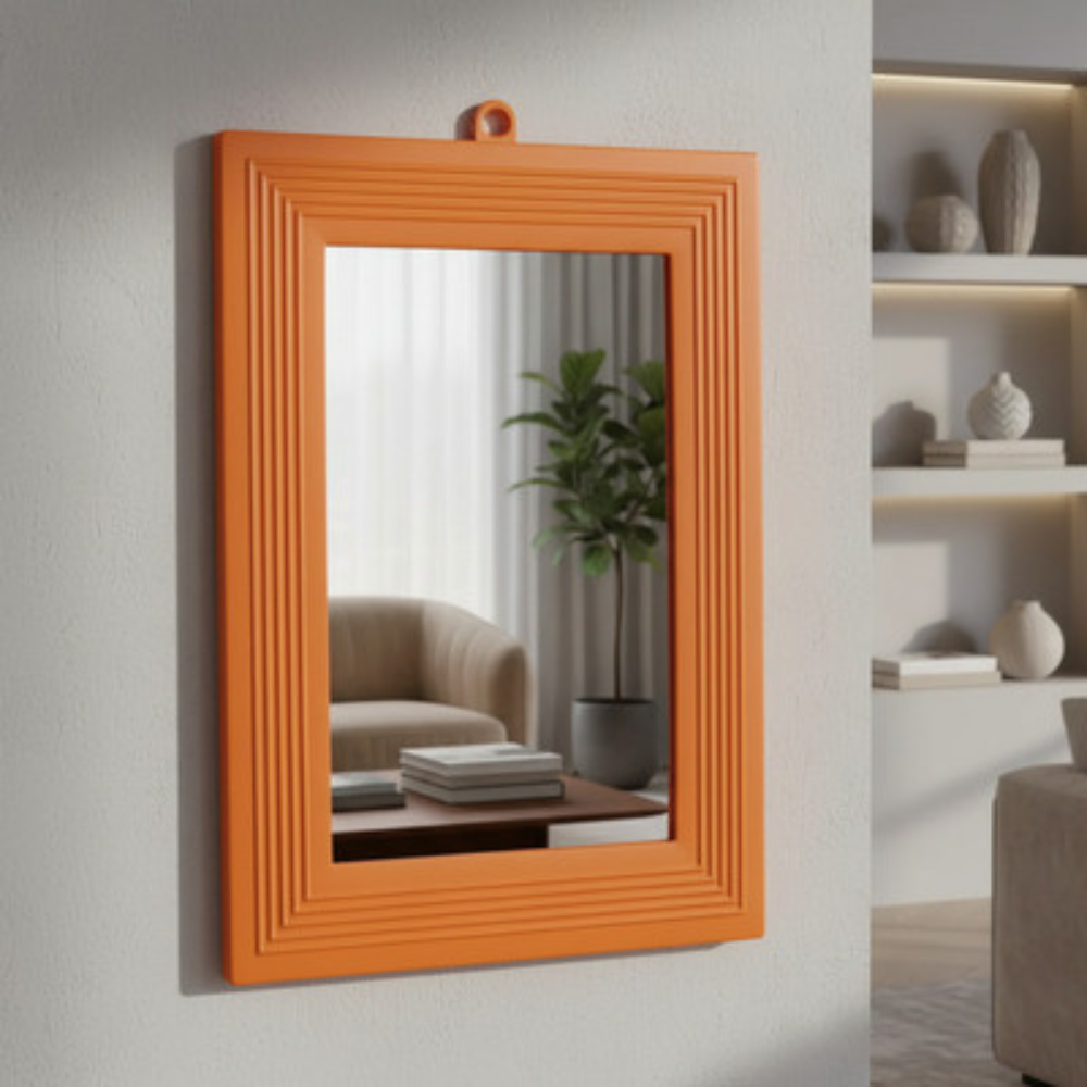 Espelho Moldura Plástica Laranja Simples Diversos Tamanhos Budeplast em Oferta na Shopee