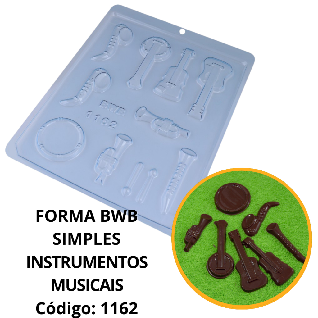 1~10 FORMA SIMPLES INSTRUMENTOS MUSICAIS CÓD.:1162 (F6) EM ACETATO BWB PARA DOCES DE CHOCOLATE E CONFEITARIA PÁSCOA em Oferta na Shopee