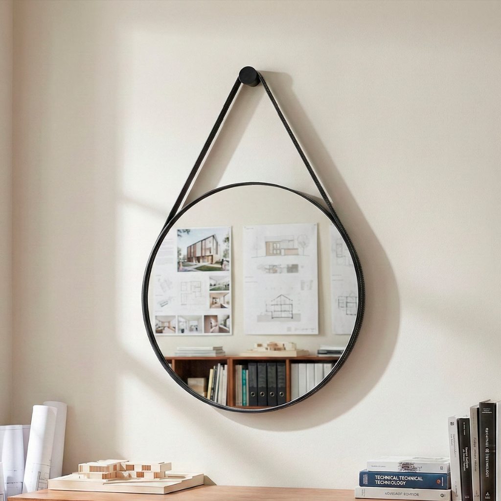 Espelho Adnet Suspenso Orgânico Redondo 60cm C/ Suporte de Fixação - Casa Domo em Oferta na Shopee