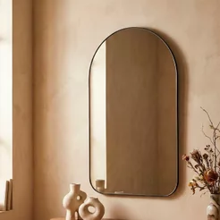 Espelho Orgânico Moderno Sala Quarto Banheiro Lavabo 64x44cm em Couro 3cm - Mod. Pinterest Capela