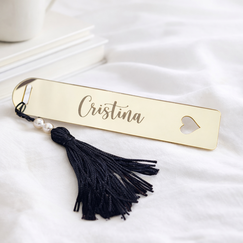 Marca Página Acrílico Espelhado Personalizado Com Nome Presente Leitor