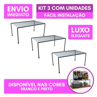 Kit 3 Organizador de Cozinha Rack Prateleira Suspensa Suporte Armário Multiuso 32cm Luxo em Oferta na Shopee