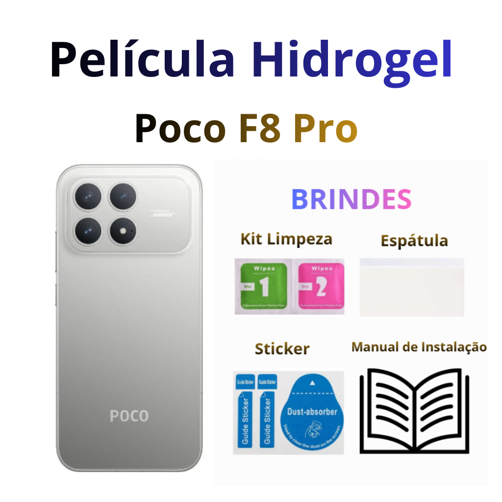 Película Hidrogel Poco F8 Pro - ESCOLHA HD ou PRIVACIDADE | Ler Descrição em Oferta na Shopee