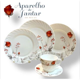 Aparelho de Jantar e Chá na Caixa Estampado Opaline C/ 20 Peças Florido em Oferta na Shopee
