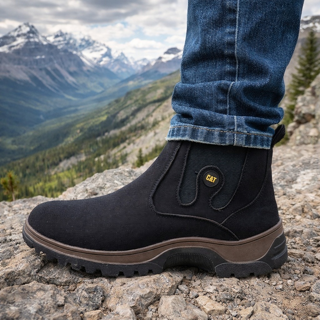Botina Masculina Caterpillar  Estilo Calce facil Bota Texana Lona Reforçada