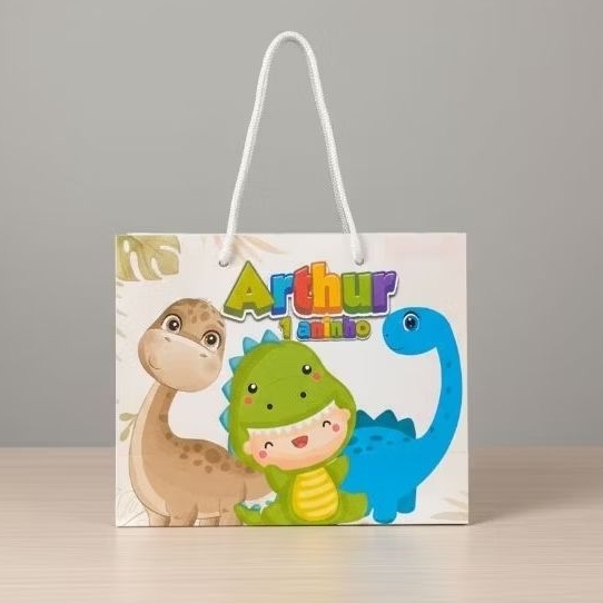 Sacolinha Dinossauro Baby Personalizada | Festa Infantil Lembrancinha, papel offeset, pegue e monte