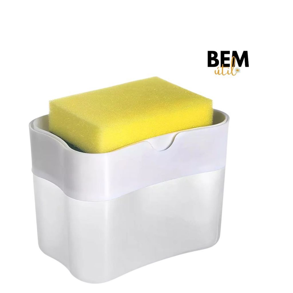 Dispenser Detergente E Porta Esponja 2 em 1 Esponja Limpeza Cozinha BRANCO em Oferta na Shopee