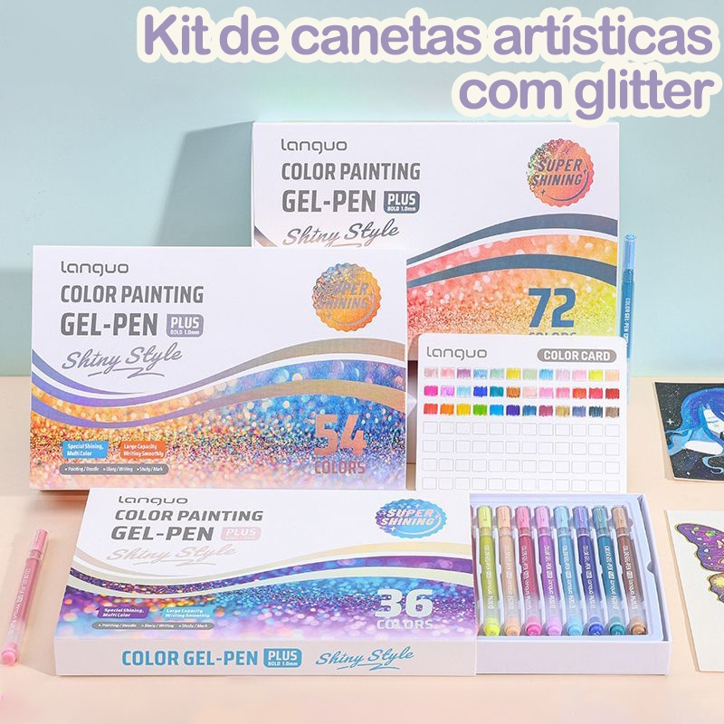 KIT24/36/54/72 NOVO Volta às aulas Conjunto de Canetas Brilhantes Marca-texto Com Glitter Desenho Material escolar em Oferta na Shopee