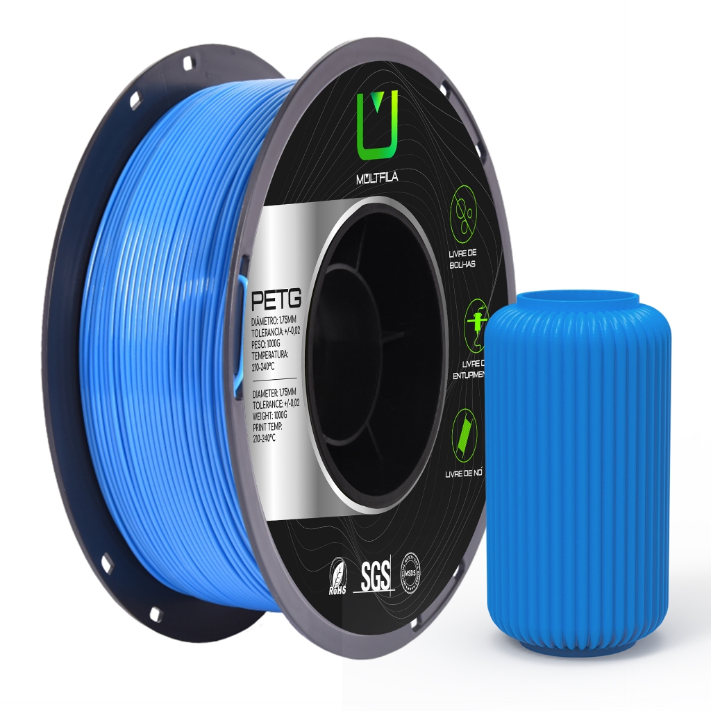 Filamento PETG Azul 1kg Impressão 3D Multfila 1.75mm