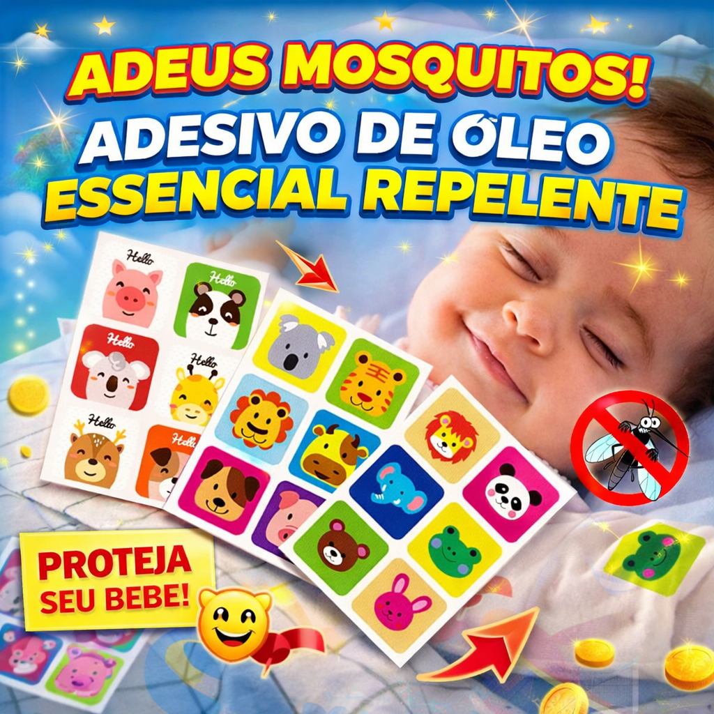 Kit 360 Adesivos Repelente de Insetos e Mosquitos Citronela Infantil e Adulto Desenhos Animados + Kits 36, 72 e 180