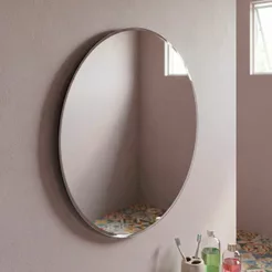 Espelho Redondo 60cm com Fita Dupla Face Lapidado para Ambientes de Sala Quarto Banheiro